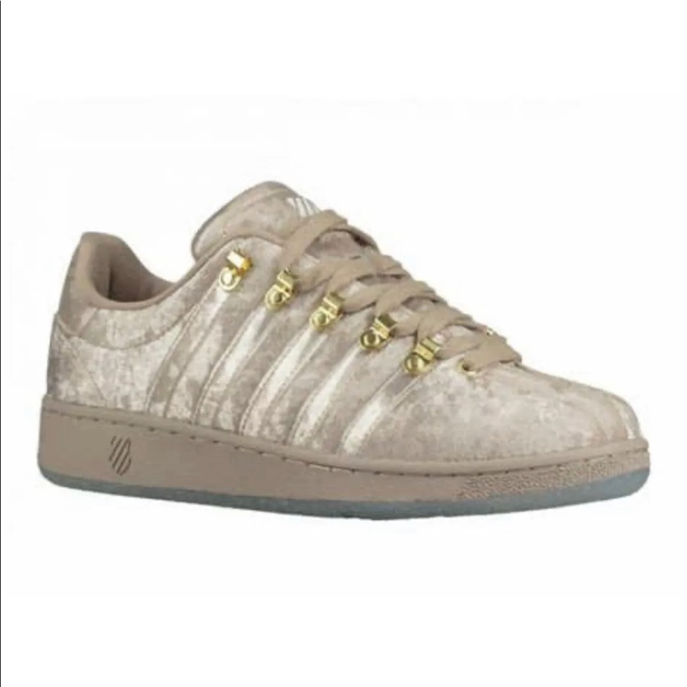 New K-Swiss GOLD CRUSHED VELVET Joyrich 8.5 Designer SHOES